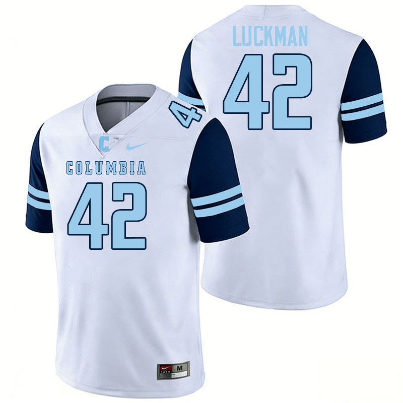 Columbia Lions #42 Sid Luckman College Football Jerseys,Uniforms Stitched-White
